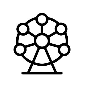 Simple Outline Ferris Wheel Attraction Structure Line Art Icon