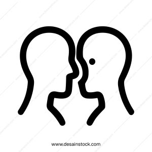 Minimalist Outline Head to Head Communication Symbol Shape Icon Element