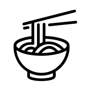 Minimalist Outline Noodles in Bowl with Chopsticks Food Icon