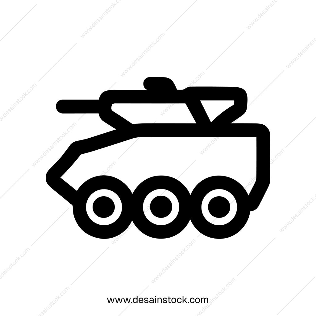 Simple Bold Outline Tank War Machine Military Transportation Icon