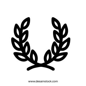 Minimalist Handdrawn Laurel Wreath Decorative Element Design Icon