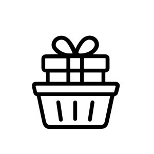 Simple Outline Gift in Basket Icon Present Celebration Shop Element