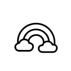 Outline Simple Rainbow with Clouds Weather Icon Design Element