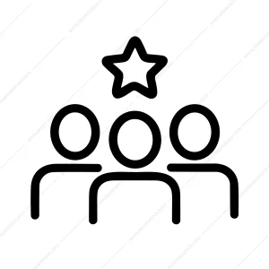Simple Outline Group of People with Star Leadership Icon Symbol