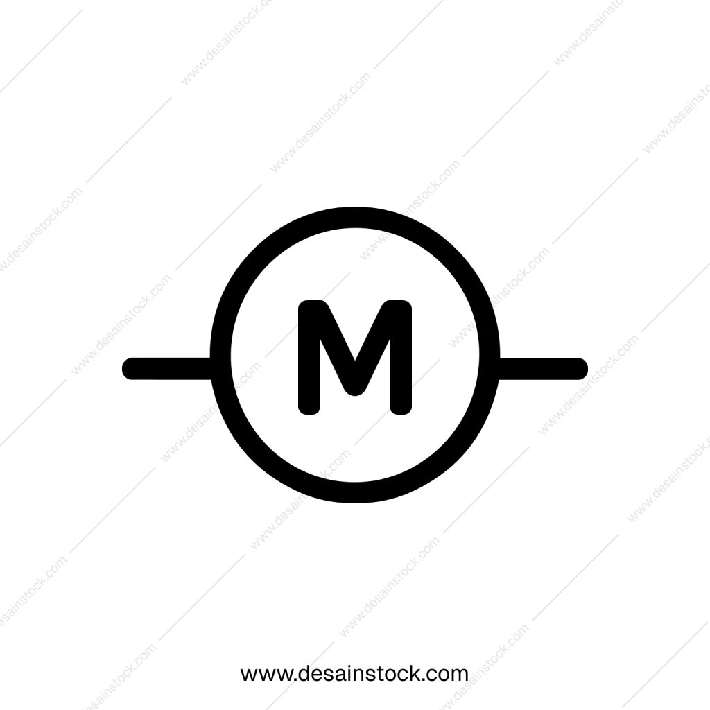 Minimalist Line Art Motor Symbol Inside Circle Electrical Component Icon