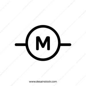 Minimalist Line Art Motor Symbol Inside Circle Electrical Component Icon