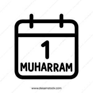 Minimalist Outline Calendar with Date for Muharram Islamic New Year Event
