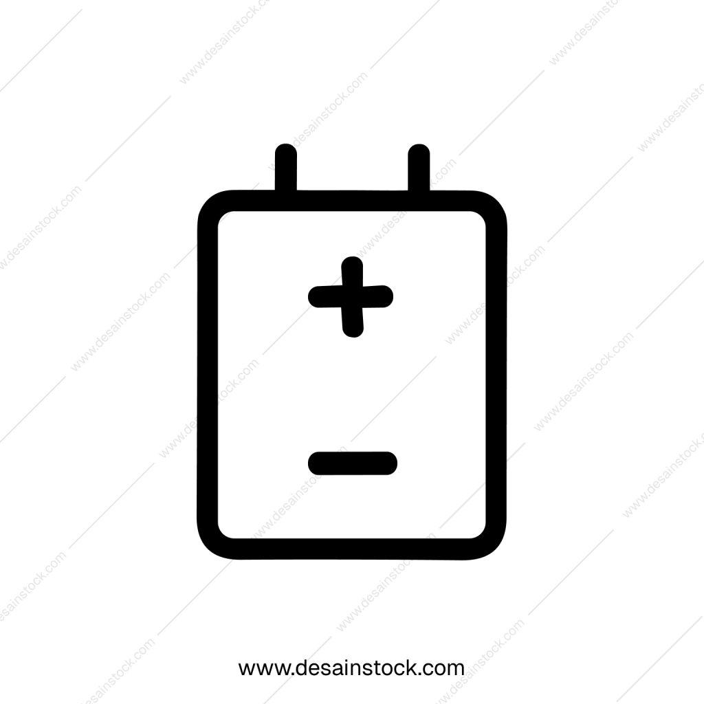 Simple Outline Battery Sign Shape Icon for Electronic Device Element
