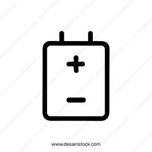 Simple Outline Battery Sign Shape Icon for Electronic Device Element