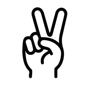 Minimalist Line Art Hand Gesture Peace Sign Hand Drawn Icon