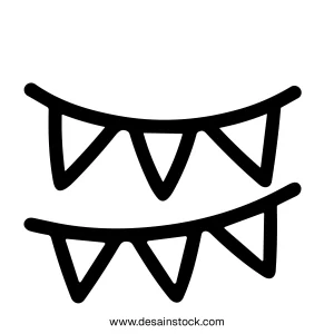 Simple Line Style Bunting Garland Decoration Celebration Icon Element