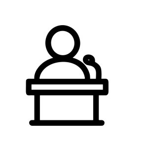 Simple Outline Person Speaking at Podium Conference Presentation Icon