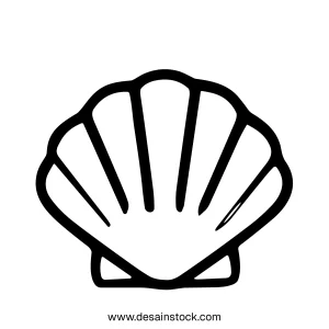 Black and White Handdrawn Seashell Mollusk Isolated Shape Icon Illustration