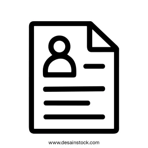 Simple Outline Person on Paper Resume Profile Icon Design