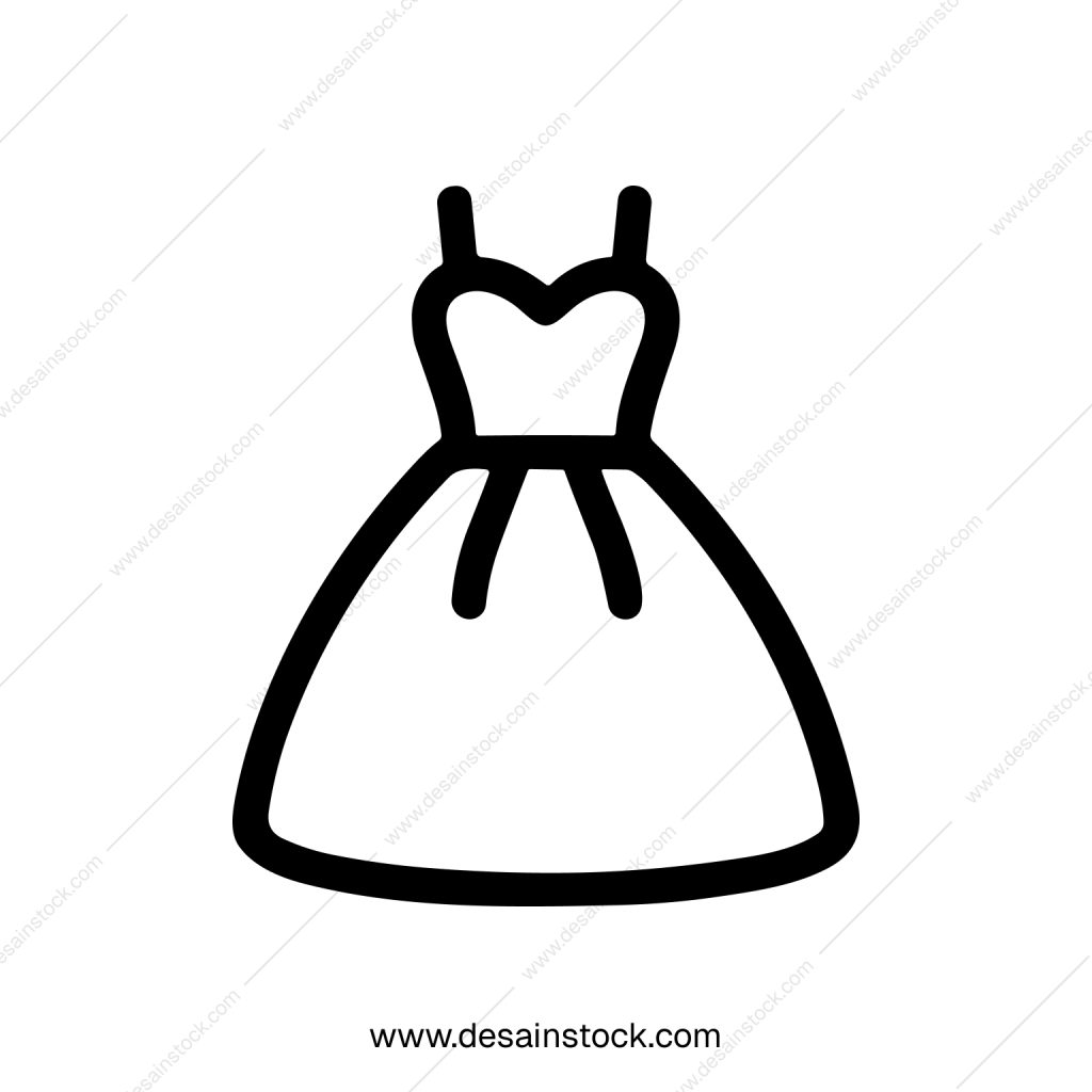 Minimalist Outline Wedding Dress Elegant Gown Fashion Simple Icon