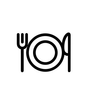 Simple Outline Plate Fork and Knife Line Art Restaurant Icon