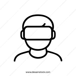 Minimalist Line Drawing Man Wearing Virtual Reality Headset Avatar Icon