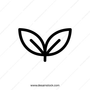 Minimalist Outline Two Leaves Sprout Grow Plant Element Icon