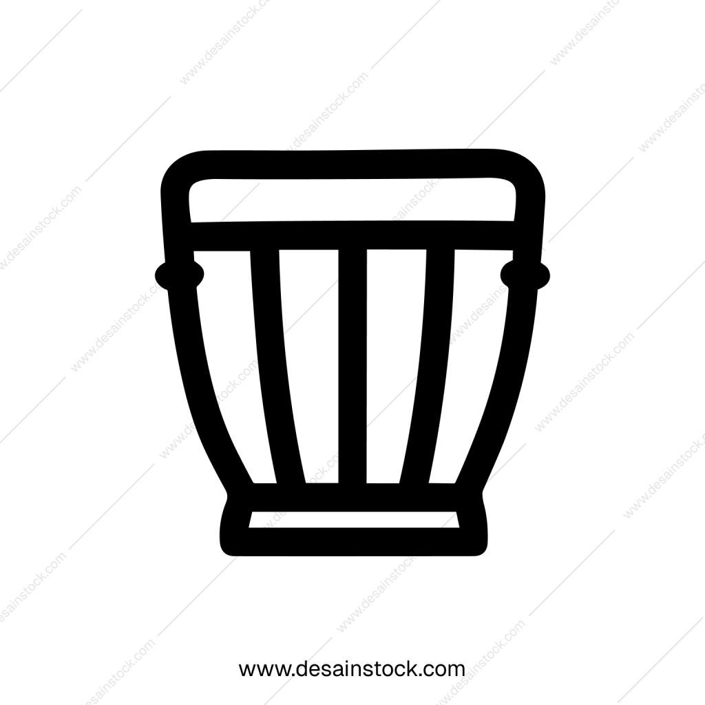 Simple Line Art Bongo Drum Musical Instrument Silhouette Icon Graphic