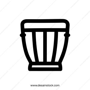 Simple Line Art Bongo Drum Musical Instrument Silhouette Icon Graphic