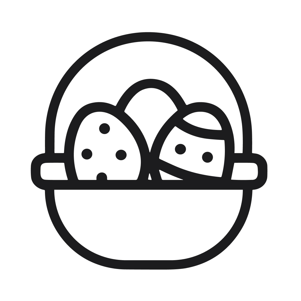 Simple Outline Easter Egg Basket Illustration Decoration Design Element