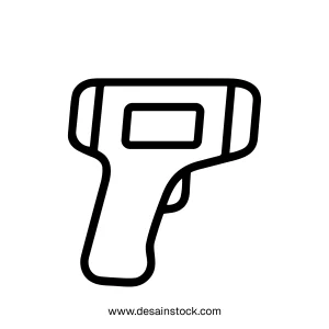 Outline Simple Infrared Thermometer Medical Instrument Line Art Drawing