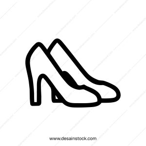 Simple Outline Pair of High Heels Silhouette Icon Illustration