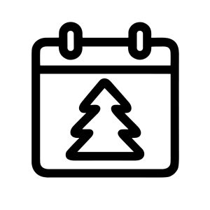 Simple Outline Christmas Tree Calendar Date Holiday Event Icon Symbol