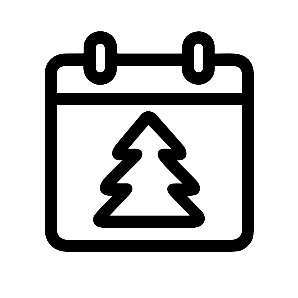 Simple Outline Christmas Tree Calendar Date Holiday Event Icon Symbol