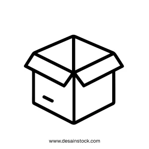 Minimalist Outline Open Cardboard Box Package Icon Design Element