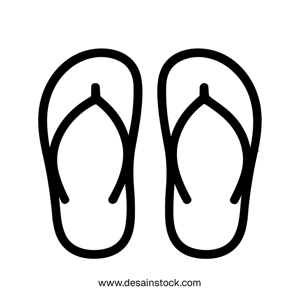 Simple Line Art Flip Flop Summer Footwear Vacation Beach Icon