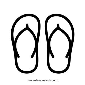 Simple Line Art Flip Flop Summer Footwear Vacation Beach Icon