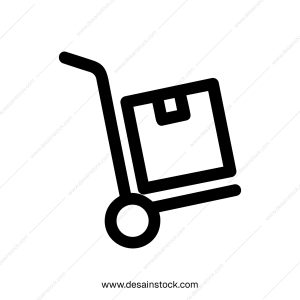 Simple Outline Handcart with Box Logistics Delivery Icon Symbol