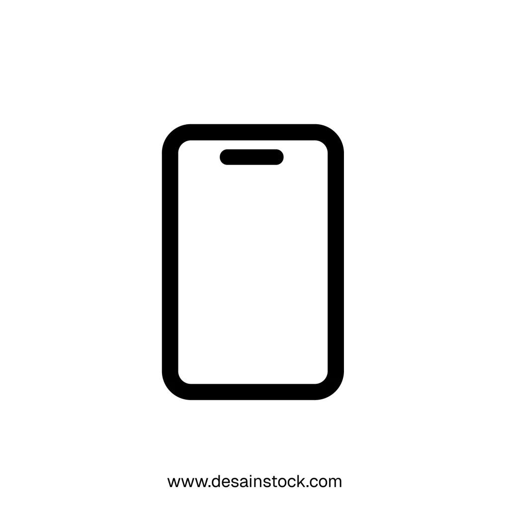 Simple Outline Smartphone Device Mockup Icon Shape Illustration Design