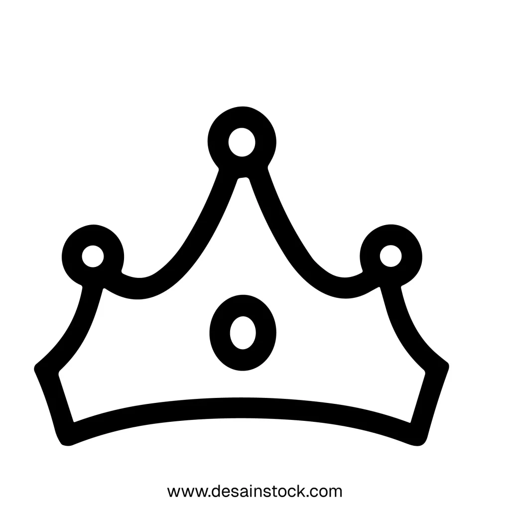 Simple Outline Royal Crown Icon Symbol Design with Minimalist Style