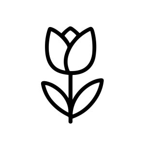 Simple Outline Black and White Tulip Flower Icon Design Element