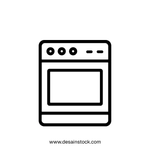 Simple Outline Style Cooking Oven Isolated on White Background Icon
