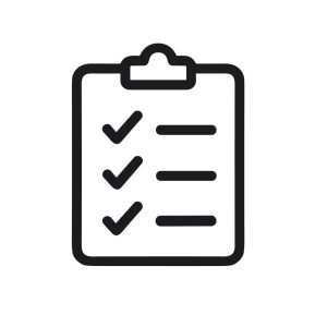 Simple Line Art Checklist Clipboard with Check Marks and Lines Icon