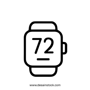 Minimalist Outline Smartwatch Display with Number Temperature Indication Icon