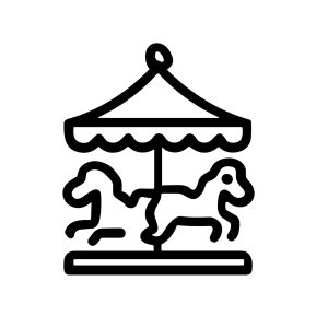 Black Outline Simple Carousel Horse Ride Fun Fair Icon Element