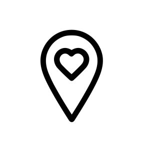 Simple Lineart Love Heart Location Pin Point Symbol Icon Graphic