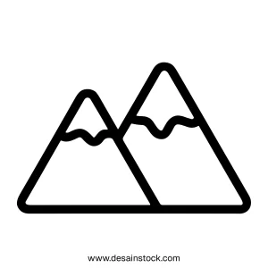 Minimalist Line Art Twin Peak Mountain Range Landscape Icon