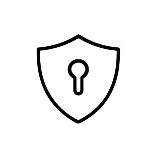 Outline Simple Security Shield with Keyhole Shape Icon Illustration