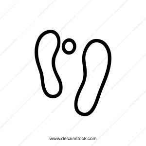 Minimalist Line Drawing Footprint with Circle Symbol Sign Icon