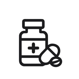 Simple Outline Medical Pill Bottle with Capsule Drug Illustration Icon
