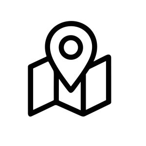 Simple Line Style Location Pin on Open Map Navigation Icon