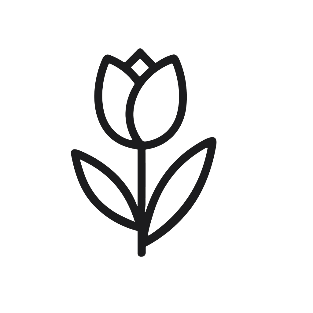 Simple Outline Isolated Tulip Flower Stem Floral Plant Illustration