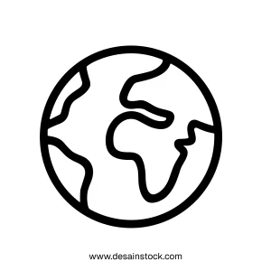 Simple Outline Line Earth Globe Geographical Continent World Icon