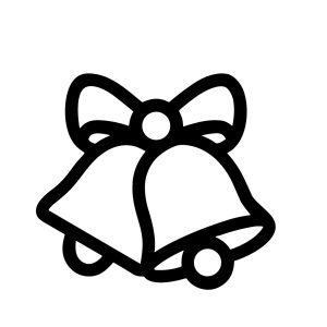 Simple Outline Two Jingle Bell with Ribbon Bow Holiday Icon