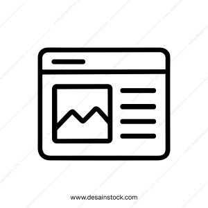 Simple Outline Website Page Template with Picture Placeholder and Text Blocks Icon